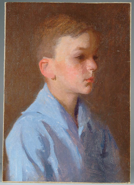 Appraisal: WILL ROWLAND DAVIS American - BOY IN BLUE SHIRT Unframed