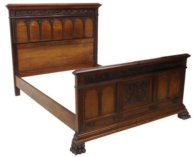 Appraisal: Spanish Renaissance Revival walnut bed early th c having molded