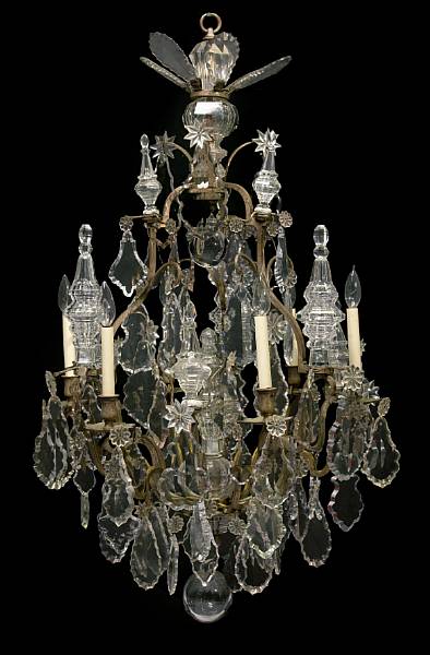 Appraisal: A Louis XV style six light chandelier The petal shaped