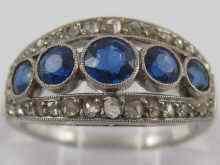 Appraisal: A French hallmarked platinum sapphire and diamond ring