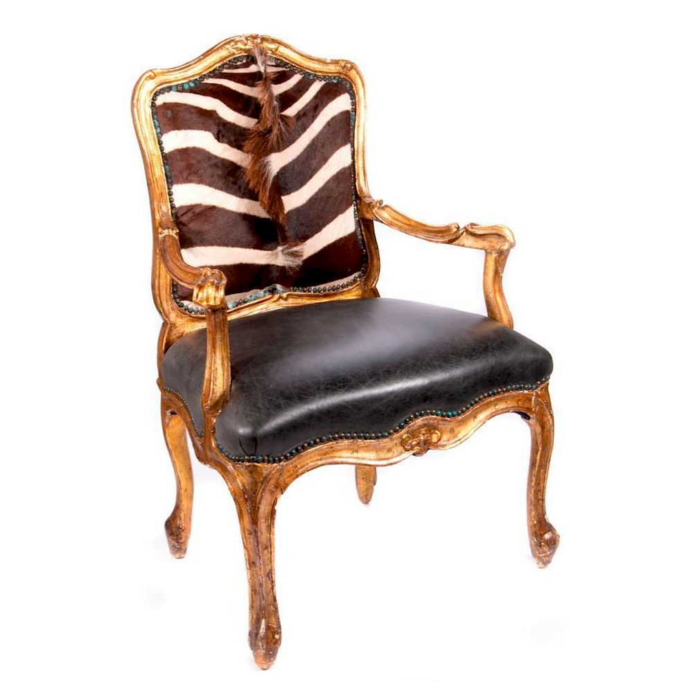 Appraisal: Gilt wood armchair A very good late th early th