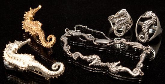 Appraisal: Carl Schon silver seahorse motif link bracelet together with assorted