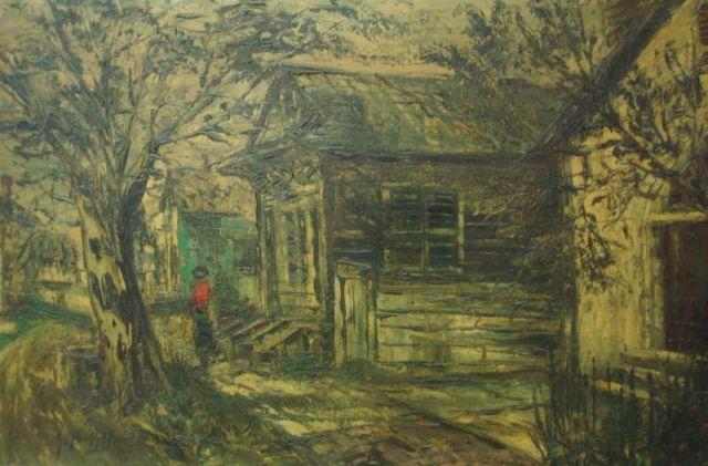 Appraisal: SOBOSSEK Stanley Rural Cabins and Red Figure possibly sharecroppers' cabins