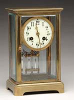 Appraisal: FRENCH CRYSTAL REGULATOR CLOCK Glass and brass mantle clock has