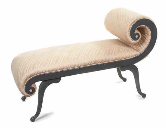 Appraisal: A Regency Style Painted Chaise Lounge of scrolling form raised