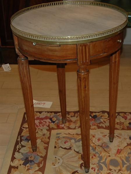 Appraisal: Louis XVI Style Marble Top Brass Mounted Fruitwood Bouillotte Table