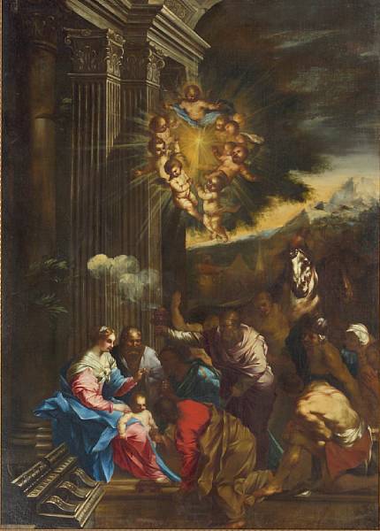 Appraisal: Circle of Pietro Testa Italian - The adoration of the