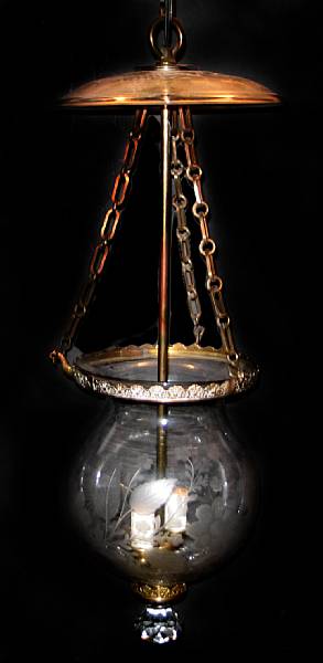 Appraisal: A Victorian glass two light hanging glass fixture height in