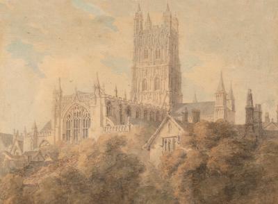 Appraisal: Thomas Hearne British - Gloucester Cathedral watercolour cm x cm