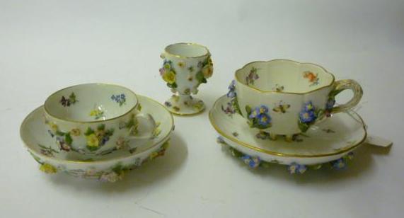 Appraisal: A PAIR OF MEISSEN PORCELAIN CABINET CUPS AND SAUCERS th