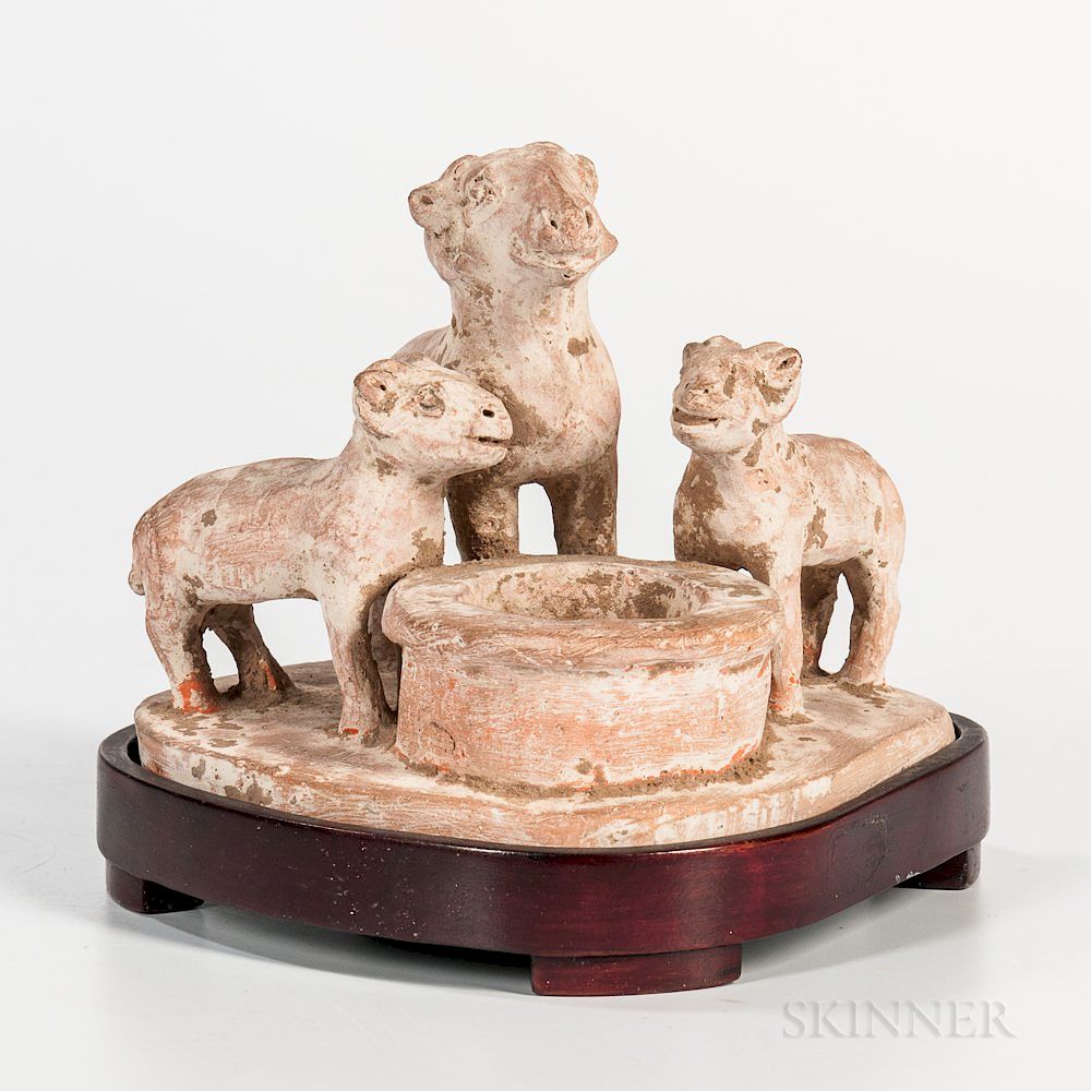 Appraisal: Tomb Pottery Figural Goat Group Tomb Pottery Figural Goat Group