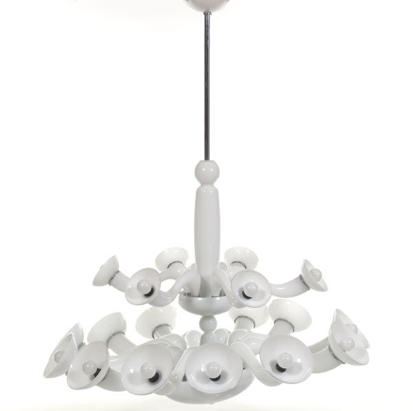 Appraisal: LEDA CHANDELIER BY ORNI x Milk white Murano glass chandelier