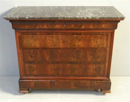 Appraisal: Empire style mahogany chest of five drawers with polished marble