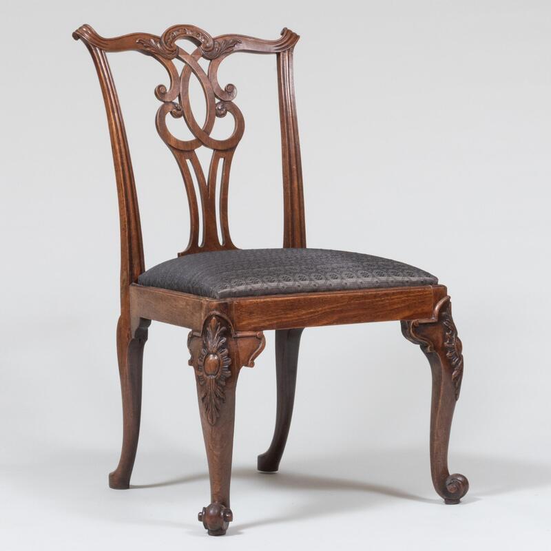 Appraisal: George III Carved Mahogany Side Chair x x in height