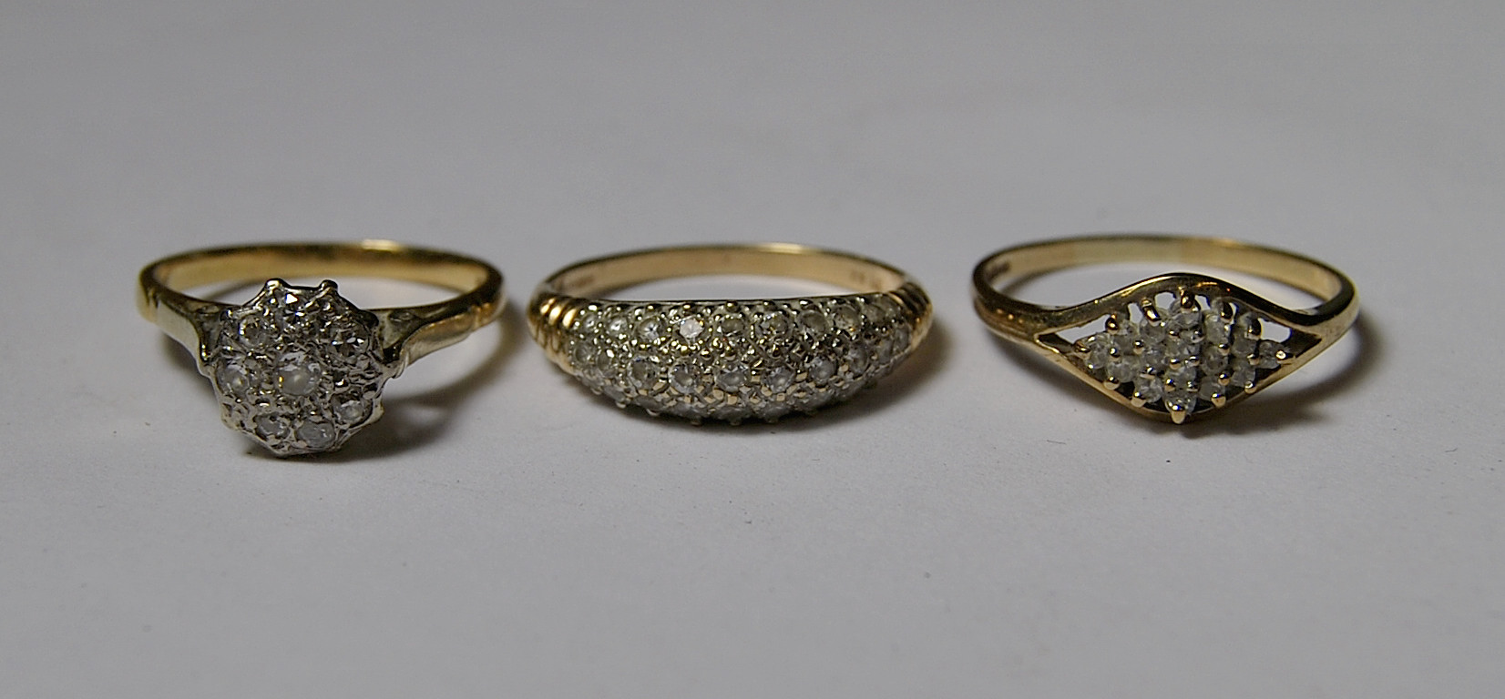 Appraisal: Three rings each set small diamonds two hallmarked ct one