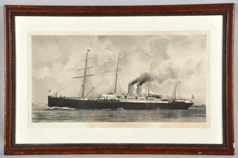 Appraisal: Framed German Line-N D L Werra-Fulda Ship Litho Description Framed