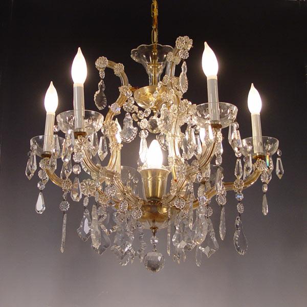 Appraisal: CRYSTAL CHANDELIER light crystal chandelier with French pendant crystals subtle