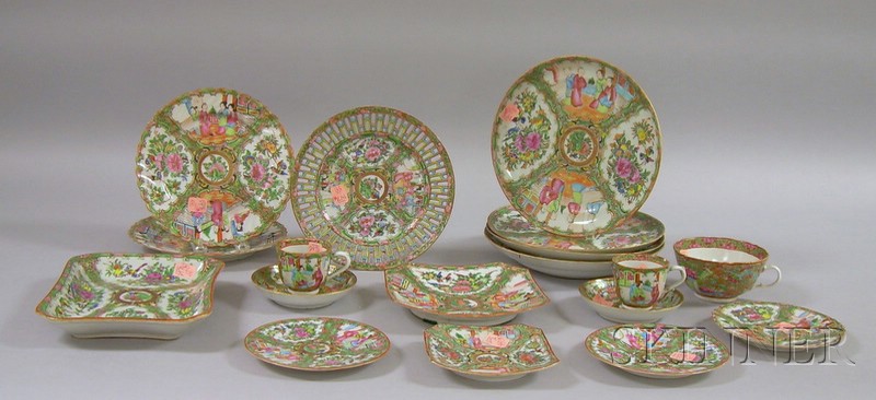 Appraisal: Eighteen Pieces of Assorted Chinese Export Rose Medallion Tableware including