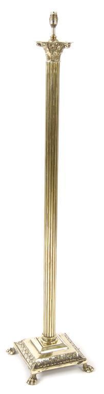 Appraisal: A brass Corinthian column standard lamp