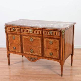 Appraisal: Louis XVI bronze mounted parquetry commode th th c possibly