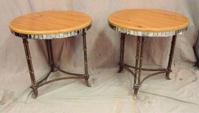 Appraisal: Pair of Round Topped Brass Legged Tables Dimensions diameter x