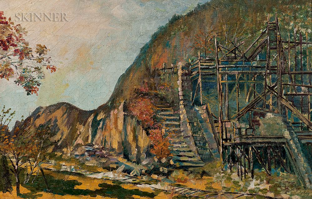 Appraisal: Channing Cabot American - Autumn Landscape with Quarry Channing Cabot