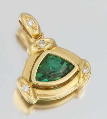 Appraisal: A Pretty Tourmaline and Diamond Pendant k yellow gold pendant