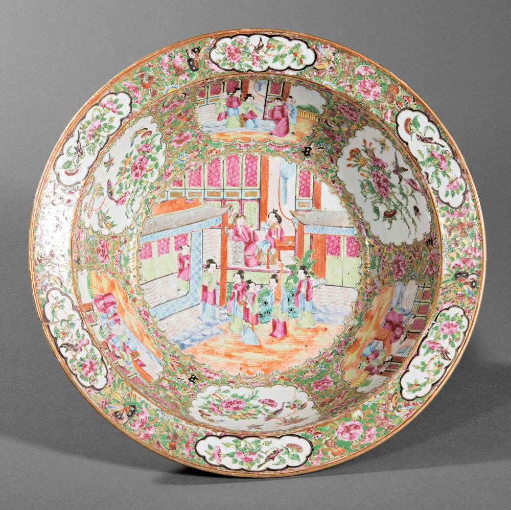 Appraisal: Large Chinese Export Famille Rose Porcelain Basin th c central