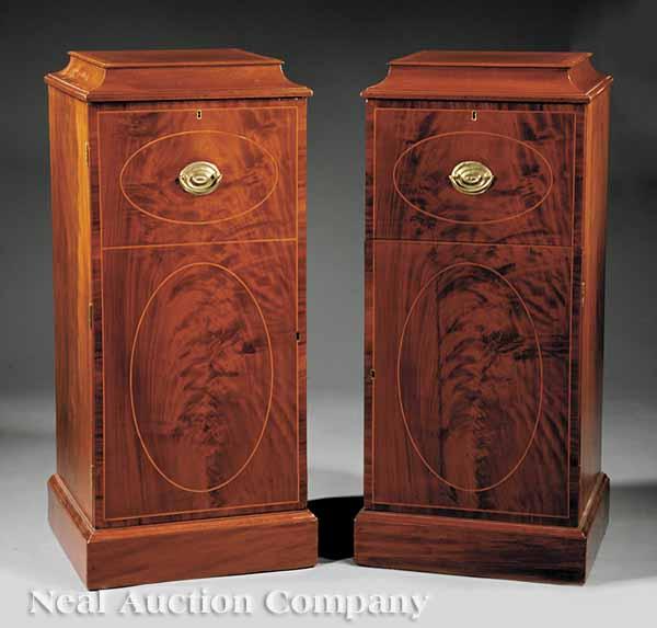 Appraisal: A Pair of George III Figured Mahogany Pedestal Cellarettes c