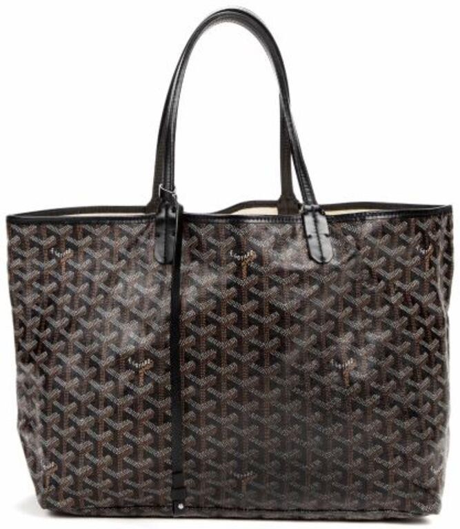 Appraisal: Goyard Saint Louis PM tote bag in black Goyardine coated