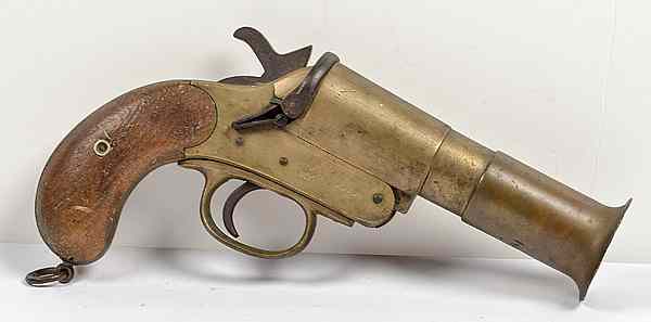 Appraisal: WWI British Webley Scott Flare Gun WWI all-brass construction flare