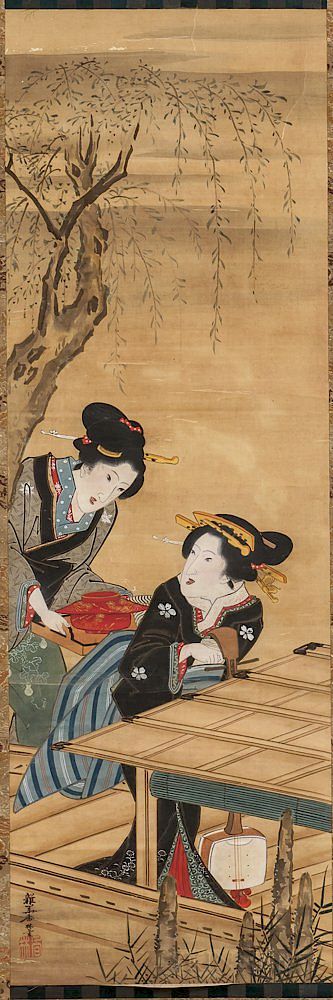 Appraisal: Hanging Scroll Depicting Two Beauties Hanging Scroll Depicting Two Beauties