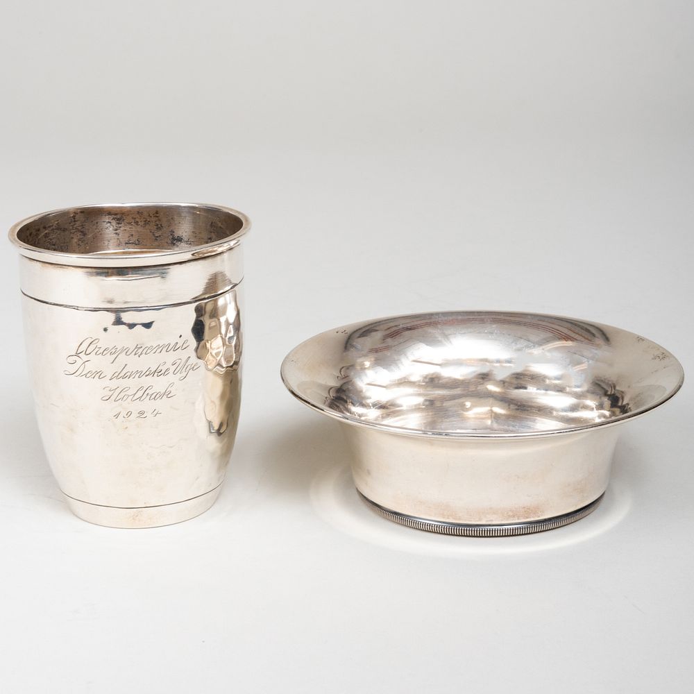 Appraisal: Danish Silver Cup and Bowl The bowl with maker's mark