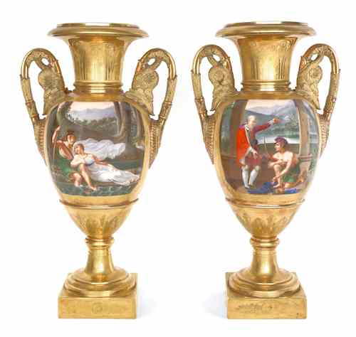 Appraisal: Pair of Darte Paris porcelain vases ca decorated with figures