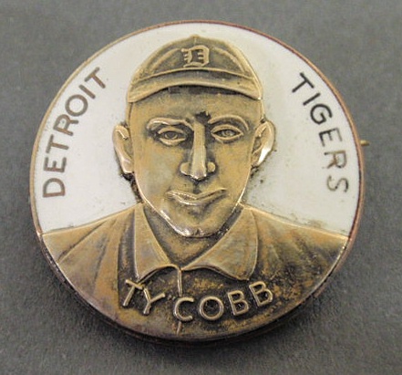 Appraisal: Rare baseball pin of Ty Cobb with raised relief bust