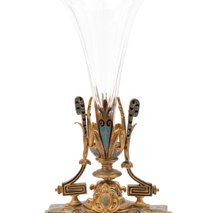 Appraisal: A Napoleon III Gilt Bronze and Champleve Enamel Glass Centerpiece