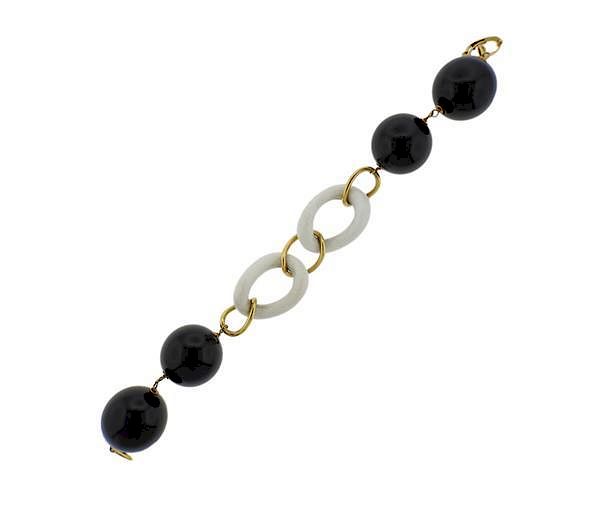 Appraisal: K Gold White BlackPorcelain Bracelet METAL K gold GEMSTONES Porcelain