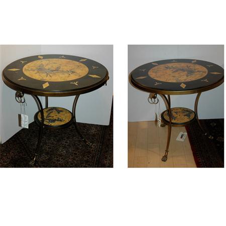 Appraisal: Pair of Regency Style Gilt-Metal and Chinoiserie Decorated Side Tables