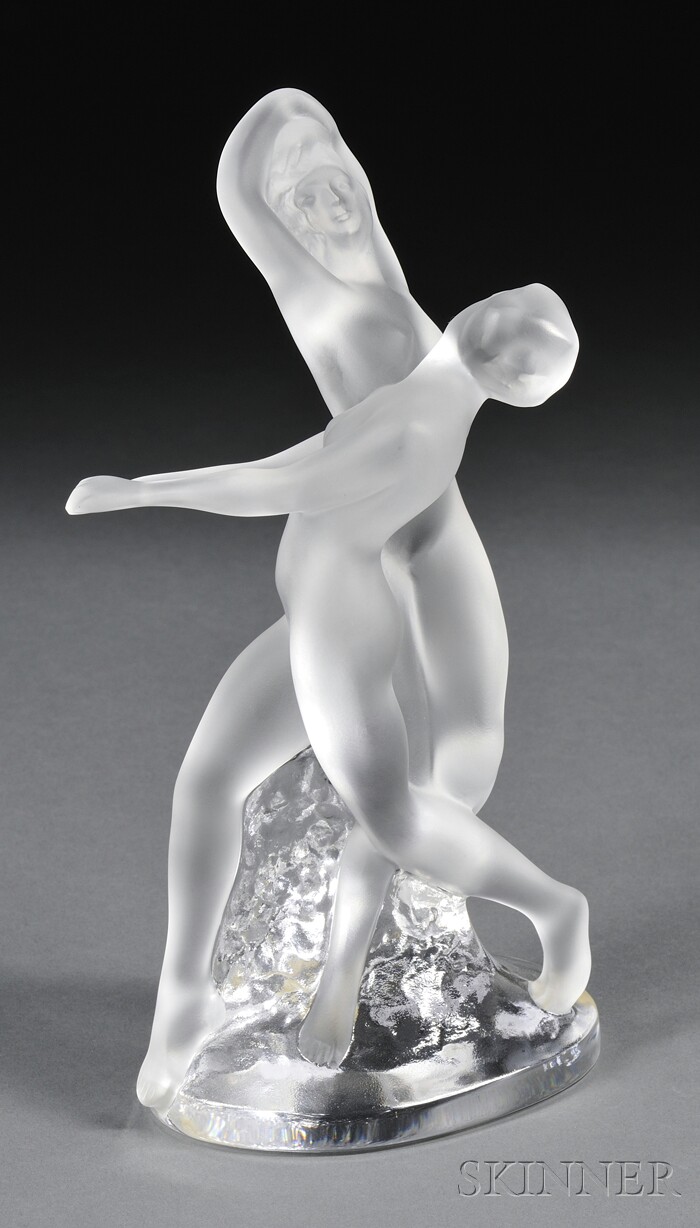 Appraisal: Lalique Nude Glass Figural Group Molded colorless and frosted crystal