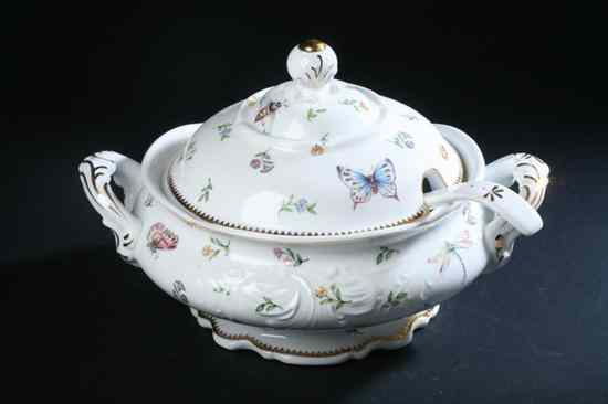 Appraisal: GODINGER CHINA PORCELAIN COVERED SOUP TUREEN AND LADLE Decorated with