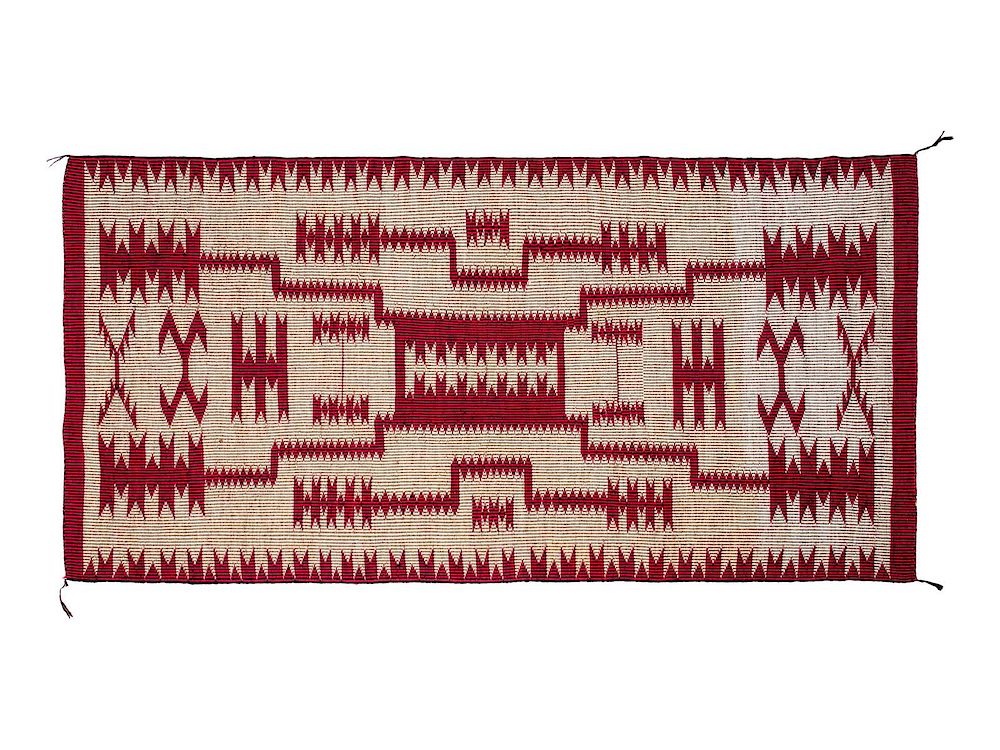 Appraisal: Navajo Raised Outline Storm Pattern Weaving x inches Navajo Raised