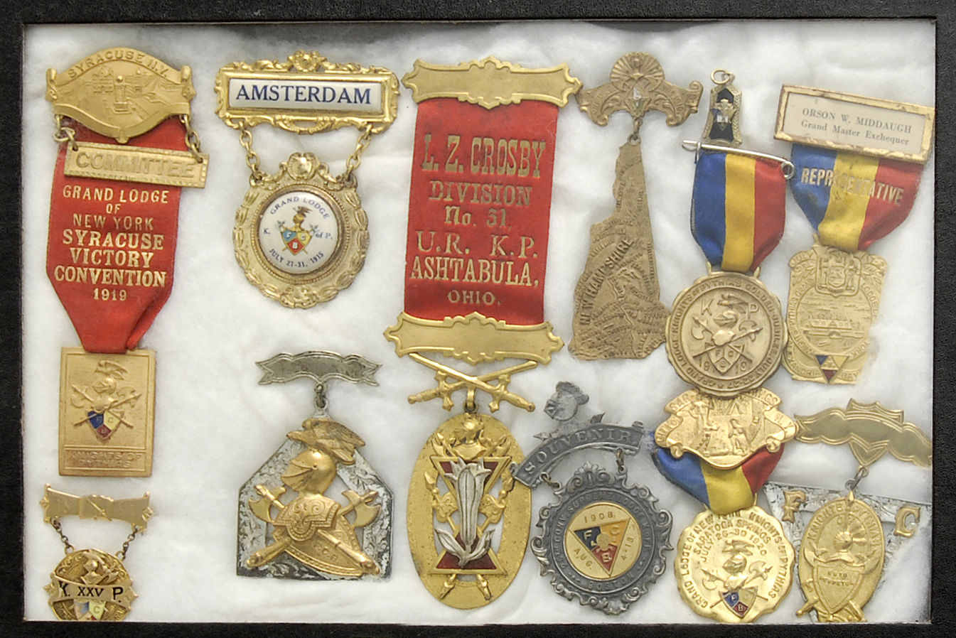 Appraisal: TWELVE FRAMED FRATERNAL MEDALS Sizes and materials vary One is