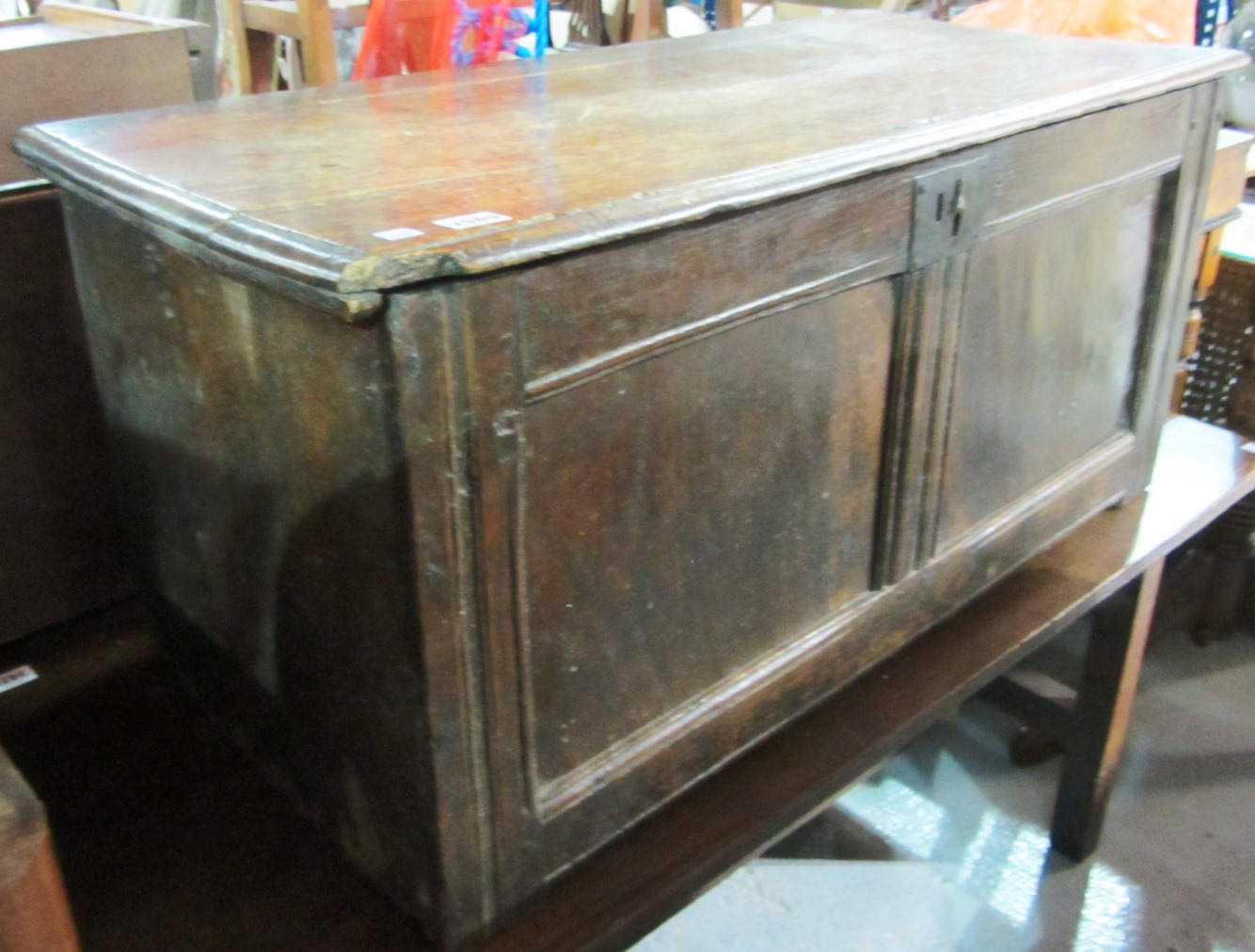 Appraisal: A th century and later oak coffer with double panel