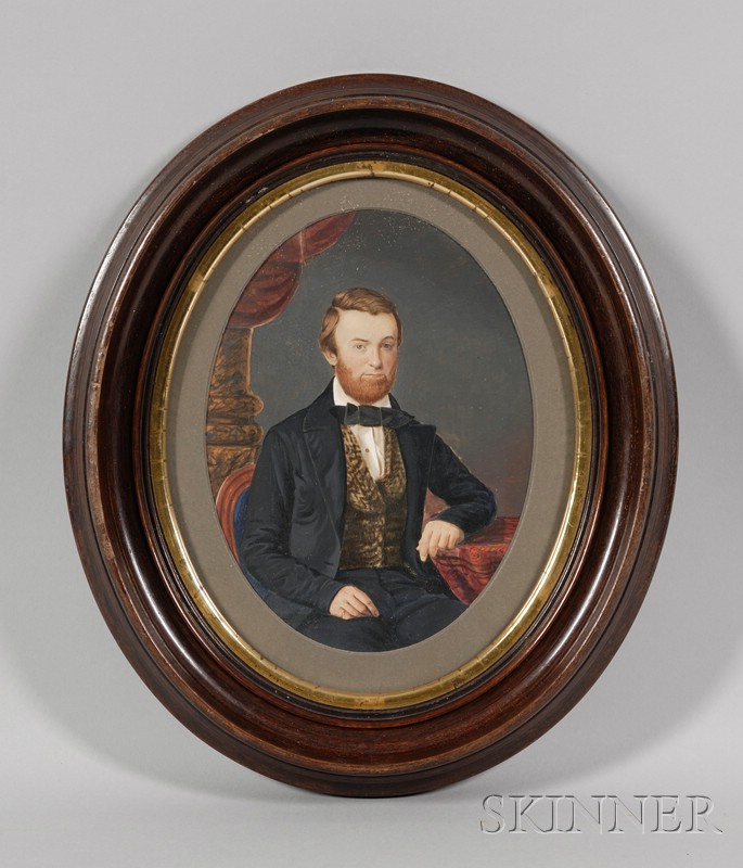 Appraisal: American Talbotype Hand-colored Photographic Portrait of David Cadwallader c depicting