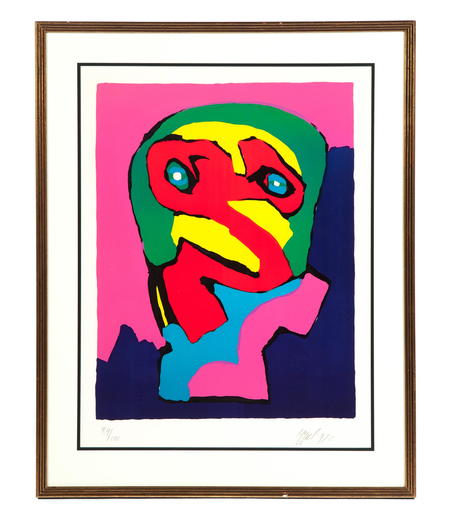 Appraisal: PORTRAIT PRINT KAREL APPEL B HOLLAND - Color lithograph on