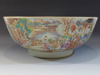 Appraisal: HUGE CHINESE ANTIQUE FAMILLE ROSE PORCELAIN PUNCH BOWL TH C