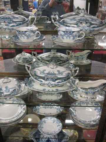 Appraisal: pc Victorian Ironstone ''Iris'' Dinnerware blue transferware by Royal Staffordshire