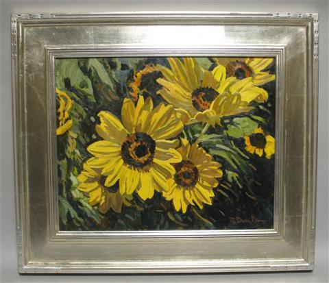 Appraisal: ROBERT DAUGHTERS AMERICAN SUNFLOWERS Oil on canvas x in sight