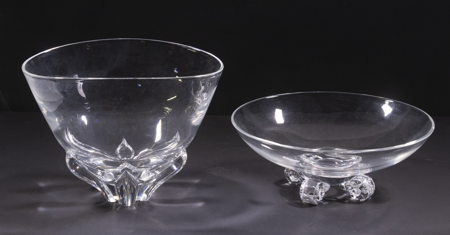 Appraisal: STEUBEN ART GLASS BOWLS Lot of both with etched Steuben