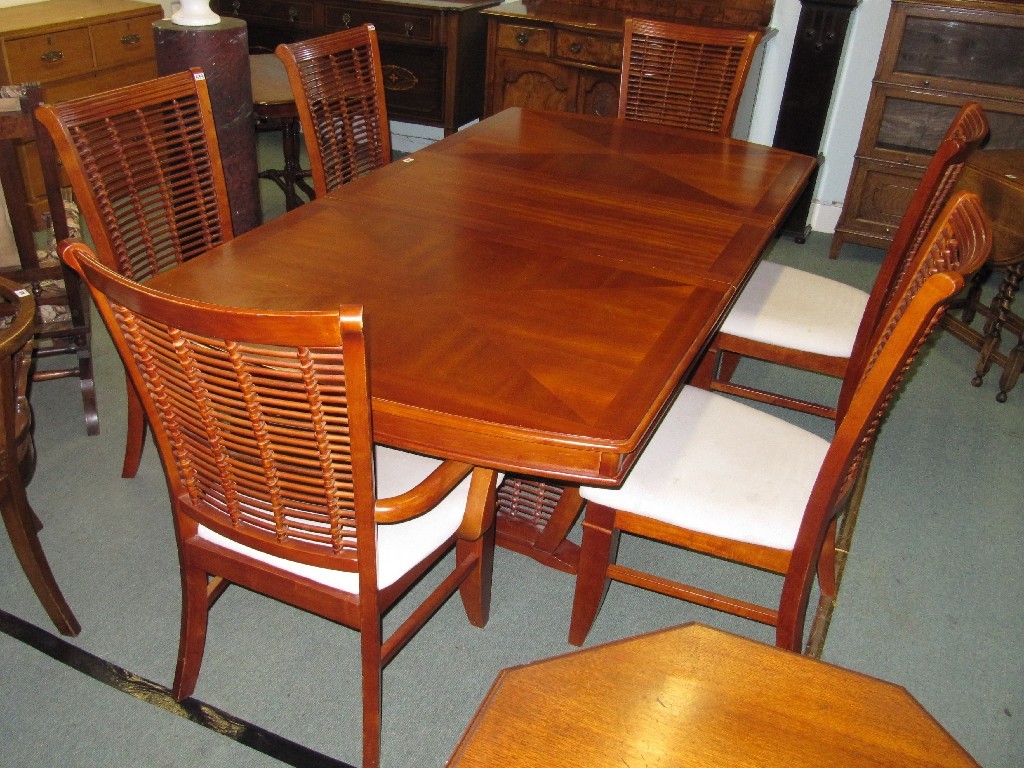 Appraisal: Modern light wood dining table with six chairs including two